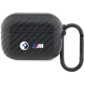 BMW AirPods Pro cover Black Carbon Double Metal Logo (BMAPWMPUCA2)