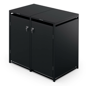Blumfeldt BinSafe kontejner za smeti, 2 koša za odpadke, 240 L, vremensko odporna streha za sajenje iz pocinkanega jekla, ki jo je mogoče zakleniti (KG29-2door-black)