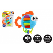 Teddies Hrošček/igračka riba klavir iz plastike 14x14cm na baterije z zvokom, lučko na kartici 3m+