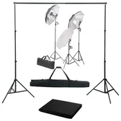 Vidaxl Fotografski studijski komplet s svetilkami in ozadjem