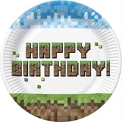 Pixel Block: Krožnik za rojstni dan – 18 cm, komplet 8 kosov