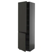METOD Visoki element s policama/2 vrata, Crnosiva/Upplöv boja antracita, mat, 60x60x220 cm