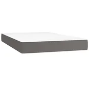 Vidaxl Vzmetnica z žepkasto vzmetjo srednje trdote siva 120x200x20 cm umetno usnje