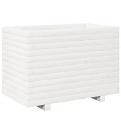 Vidaxl Vrtno cvetlično korito belo 70x40x49,5 cm trdna borovina