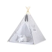 shumee Otroški tipi šotor + podloga + blazine + pernati obeski - Chevron siv