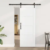 vidaXL Drsna vrata ORKDAL 73,5 x 198,5 cm Trdna borovina Bela in črna