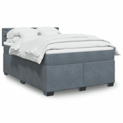 vidaXL Box spring posteljni z vzmetnico temno siv 140x190 cm žamet