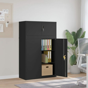 Greatstore Arhivska omara črna 90x40x145 cm jeklo