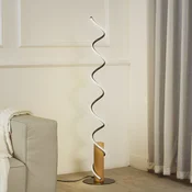 Lindby LED talna svetilka Spiraali, siva, les, višina 133 cm - Dnevna soba/jedilnica - Podeželska hiša/Rustikalna - siva, svetel les - Aluminij