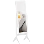 HOMCOM Talno ogledalo z nastavljivim kotom in 4 nogami, 47x148 cm samostoječe ogledalo v celi postavi z okvirjem iz MDF, za spalnico, dnevno sobo in vhod, bela