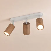 Luminex Stropna svetilka Nisse, bela, dolžina 33 cm, 3-krilna, les/kovina - Dnevna soba/jedilnica - bel mat, les