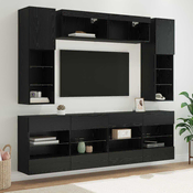 Set zidnog ormarica za TV 6 pcs Crni Hrast Konstrukcijsko drvo
