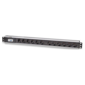 Intellinet Vertical Rackmount 12-Way Power Strip - German Type, With Single Air Switch, No Surge Protection (711449)