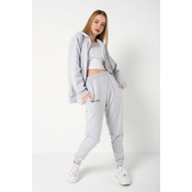 Know Womens Gray Sierra Nevada Printed Cardigan Jogger Oversize Tracksuit Set