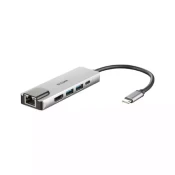 D-Link DUB-M520 5 vrat USB 3.0 vozlišče srebrna