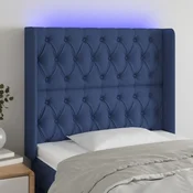 Vidaxl vidaXL Vzglavje postelje z LED modro 103x16x118/128 cm blago
