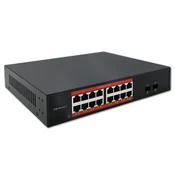 Qoltec Mrežni preklopnik SWITCH Gigabit Ethernet, 16x RJ45, 2x SFP