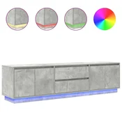 Vidaxl TV omarica z LED lučmi betonsko siva 193,5x41x50 cm