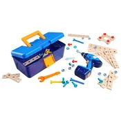Drevená stavebnica s vrtackou v kufríku Construct Toolbox with Drill Eichhorn s vymenitelnými nadstavcami 65 dielov od 3 rokov EH7203