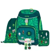 Oxybag OXY SHERPY - šolski komplet Playworld, 4 kosi: nahrbtnik, peresnica, torba, značke