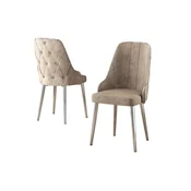 Hanah Home set trpezarijskih stolica Krax 8 kom, kapucino tkanina Babyface, hromirane metalne noge
