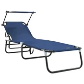 Vidaxl Zložljiv ležalnik Modra 190 x 57 x 81 cm oxford