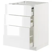 METOD / MAXIMERA Podni elem. s izvlac.rad.površ/3 fi, bela/Ringhult bela, 60x60 cm