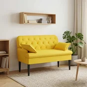 Dvojnica s gumbi Svetlo rumena 111 x 68 x 80 cm Blago