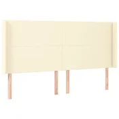 Vidaxl Vzglavje z ušesi krem 163x16x118/128 cm umetno usnje