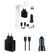 Komplet 3 dodatkov za Samsung S21, S22, S23 Ultra: stenski polnilnik PD USB-C 45W, kabel 5A USB-C in avtomobilski polnilnik PD USB-C 45W