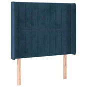 Vidaxl Vzglavje z ušesi temno modro 83x16x118/128 cm žamet