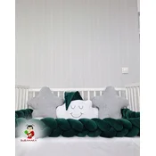 Bubamara037 Set za krevetac sa ogradicom od pletenica, sa lastišom, Sivo-Beli