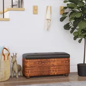vidaXL Klop s prostorom za shranjevanje z rjavo blazino 69 cm rogoz