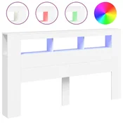 Vidaxl LED posteljno vzglavje belo 180x18,5x103,5 cm inženirski les