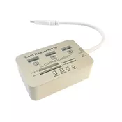 LC POWER Čitač kartica USB HUB 3 port LC-HUB-C-CR USB-C - 3xUSB 3.0 beli