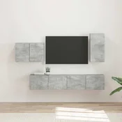 vidaXL vidaXL Set omare za televizijo na steni 4 pcs Betonsko siva, (5000132663)