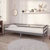 shumee vidaXL Dnevna postelja z vzmetnico, 90x200 cm, siva, borovina