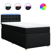 Vidaxl Box spring postelja z vzmetnico črna 90x200 cm blago