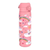 Slim water bottle for kids, stainless steel, 600ml, Unicorn Rainbows