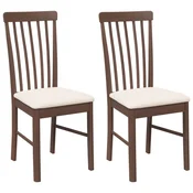 Vidaxl Jedilni stoli z blazinami 2 kosa Brown Solid Wood Rubber