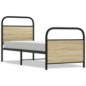 Vidaxl Posteljni okvir brez vzmetnice 75x190 cm sonoma hrast inž. les