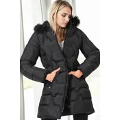 Z6760 DEWBERRY WOMENS COAT-PLAIN BLACK