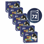 Vrečke FELIX Fantastic Duo, okusen izbor hran z zelenjavo v želatini 72x85 g