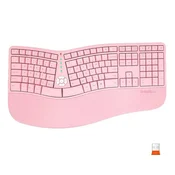 Brezžična ergonomska tipkovnica Meetion DirectorW - rožnata, razpored US