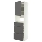 METOD/MAXIMERA Visoka omara za vgrad gspd aparate, bela/Voxtorp temno siva, 60x60x220 cm