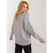 Gray plain classic sweater with wool