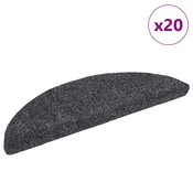 VIDAXL samolepilna preproga za stopnice, polkrožna, temno siva, 56×17×3 cm, 20 kos