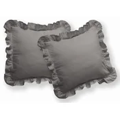 shumee Bombažna prevleka za vzglavnik 40x40 Pure z volančki Toplo siva 2 kosa