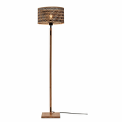 Črna/naravna stoječa svetilka z bambusovim senčnikom (višina 128 cm) Java – Good&Mojo