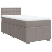 Vidaxl Box spring postelja z vzmetnico taupe 90x200 cm blago